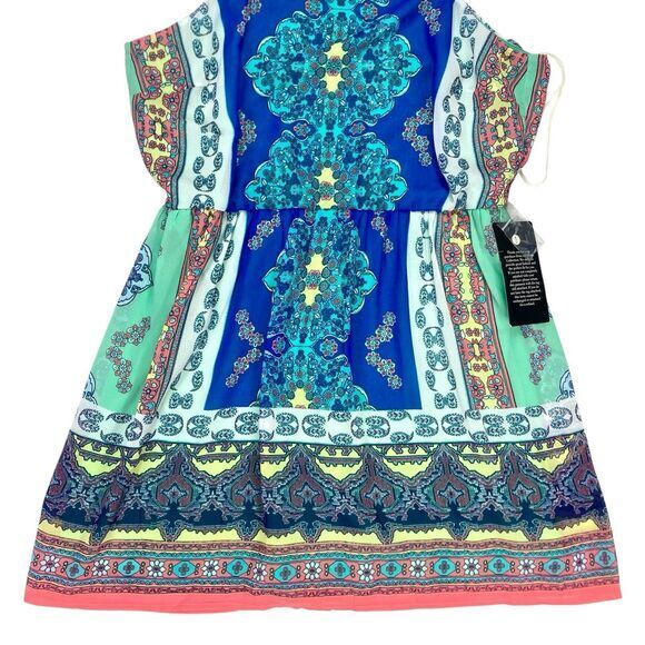 Loralette Dress Womens 2X Green Blue Paisley Print Summer Boho Beach Flowy NEW - Picture 4 of 16